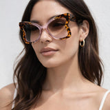 Oversized Butterfly Sunglasses In Pink Brown Leopard