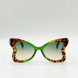 Oversized Butterfly Sunglasses In Green Leopard