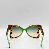 Oversized Butterfly Sunglasses In Green Leopard
