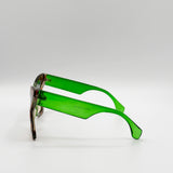 Oversized Butterfly Sunglasses In Green Leopard