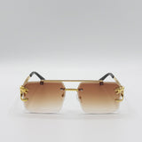 Rimeless Navigator With Side Detail Sunglasses In Brown
