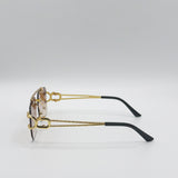 Rimeless Navigator With Side Detail Sunglasses In Brown