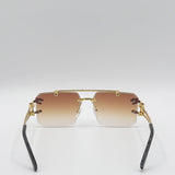 Rimeless Navigator With Side Detail Sunglasses In Brown