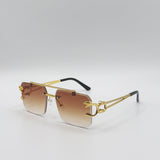 Rimeless Navigator With Side Detail Sunglasses In Brown