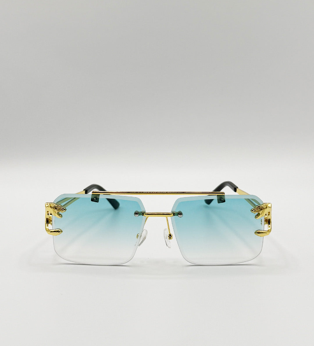Rimeless Navigator With Side Detail Sunglasses In Blue - svnx