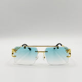 Rimeless Navigator With Side Detail Sunglasses In Blue - svnx