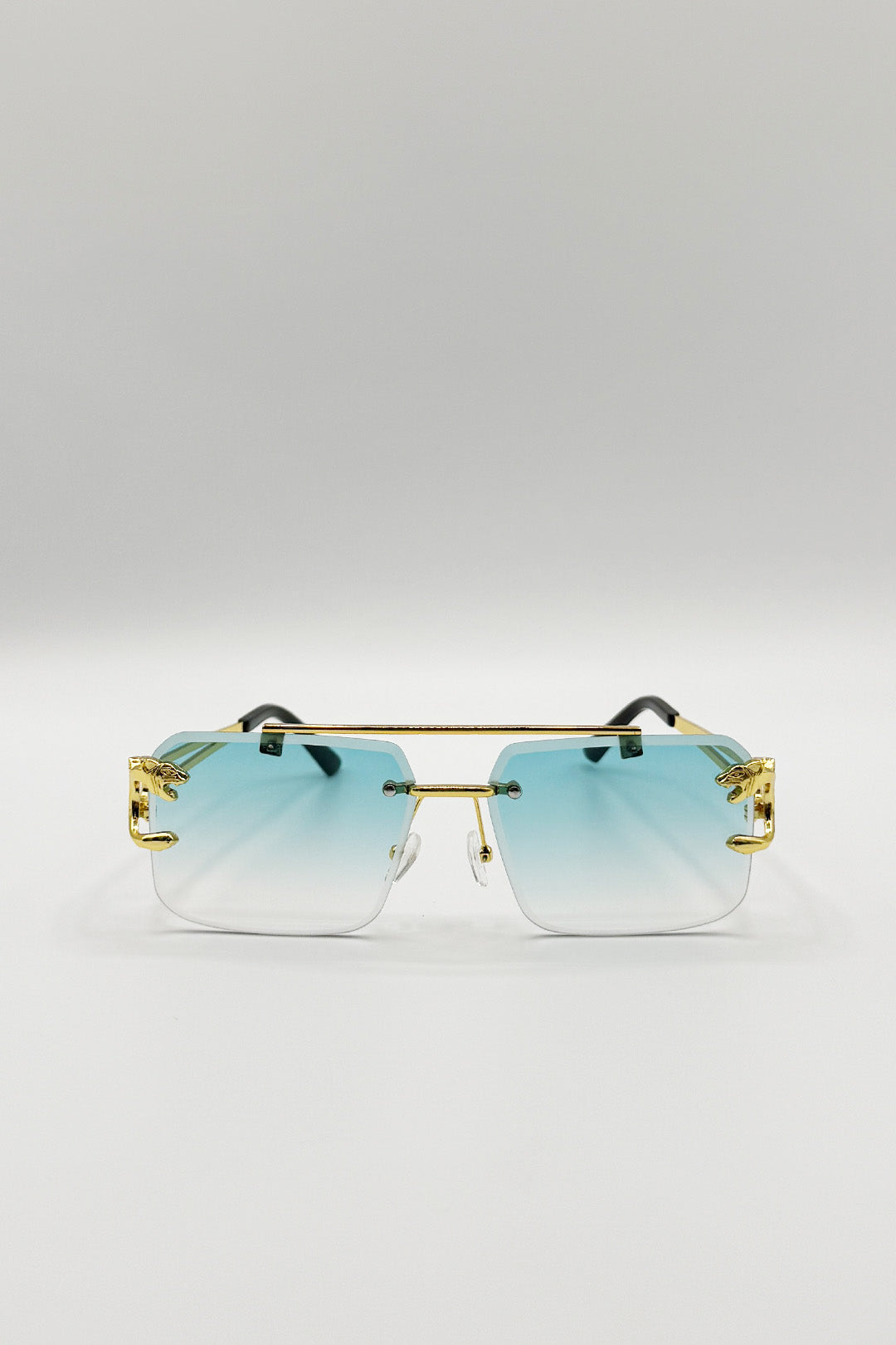 Rimeless Navigator With Side Detail Sunglasses In Blue - svnx