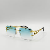 Rimeless Navigator With Side Detail Sunglasses In Blue - svnx