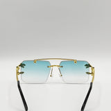 Rimeless Navigator With Side Detail Sunglasses In Blue - svnx