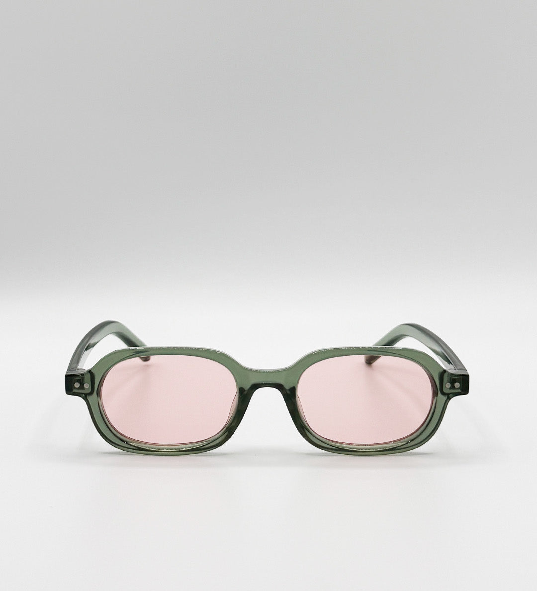 Retro Rounded Square Sunglasses In Green Pink - svnx