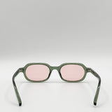 Retro Rounded Square Sunglasses In Green Pink - svnx