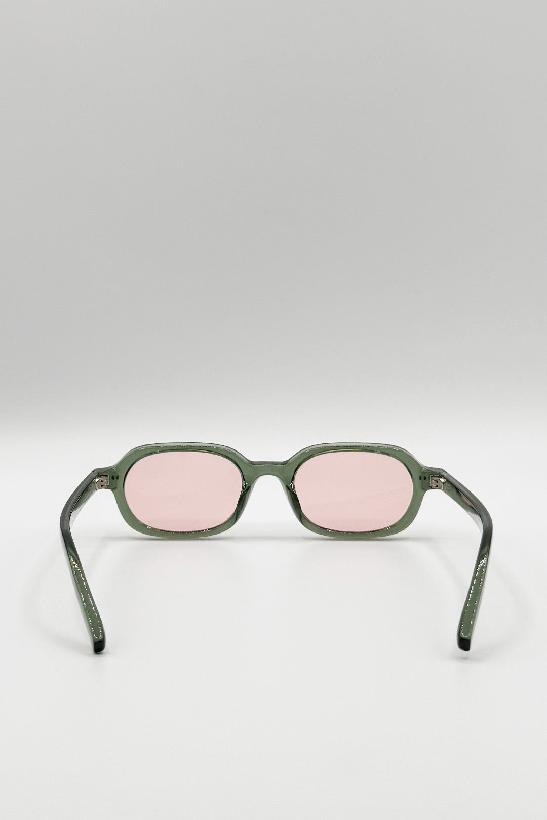 Retro Rounded Square Sunglasses In Green Pink - svnx