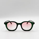 Bold Preppy Sunglasses In Green Pink - svnx