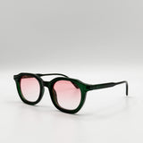 Bold Preppy Sunglasses In Green Pink - svnx