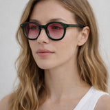 Bold Preppy Sunglasses In Green Pink