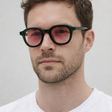 Bold Preppy Sunglasses In Green Pink