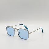 Vintage Metal Square Sunglasses In Blue