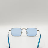 Vintage Metal Square Sunglasses In Blue
