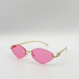 Rimless Oval Geo Metal Sunglasses in Pink