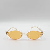Rimless Oval Geo Metal Sunglasses in Orange
