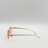 Rimless Oval Geo Metal Sunglasses in Orange