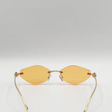 Rimless Oval Geo Metal Sunglasses in Orange