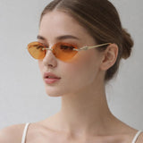 Rimless Oval Geo Metal Sunglasses in Orange