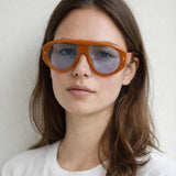 Oversized Bold Aviator Sunglasses in Orange
