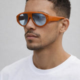 Oversized Bold Aviator Sunglasses in Orange