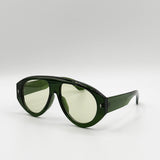 Oversized Bold Aviator Sunglasses in Green