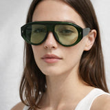 Oversized Bold Aviator Sunglasses in Green