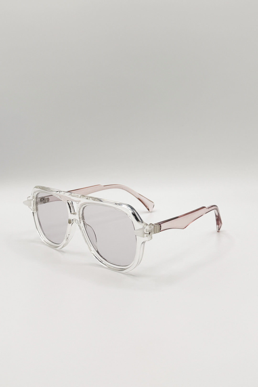 Bold Navigator Sunglasses in Light Grey Pink - svnx