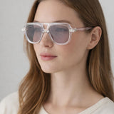 Bold Navigator Sunglasses in Light Grey Pink