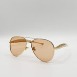 Metal Aviator Sunglasses With Chunky Arm