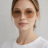 Metal Aviator Sunglasses With Chunky Arm