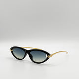Bold Oval Angular Sunglasses in Black