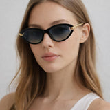Bold Oval Angular Sunglasses in Black