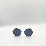 Round Metal Sunglasses In Shiny Black