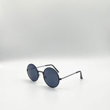 Round Metal Sunglasses In Shiny Black