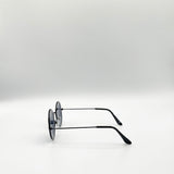 Round Metal Sunglasses In Shiny Black