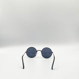 Round Metal Sunglasses In Shiny Black