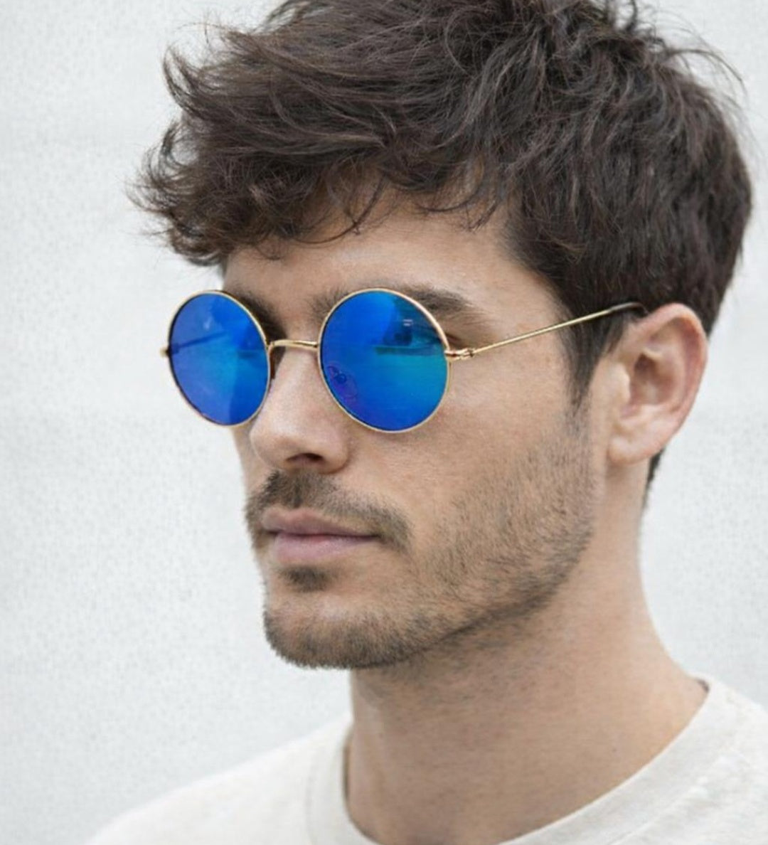 Round Metal Sunglasses In Shiny Silver - svnx