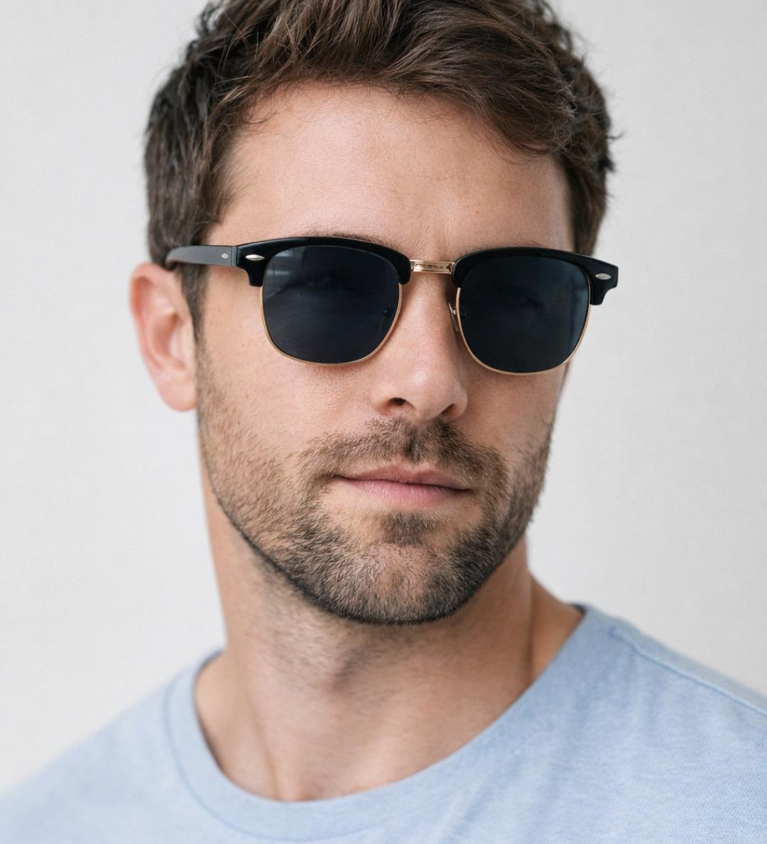 Black Clubmaster Sunglasses with Black Lenses - svnx