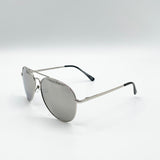 Aviator Sunglasses Silver Frame With Silver Mirrored Lenses