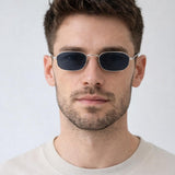 Slim Metal Oval Frame in Silver with Black Lenses - svnx