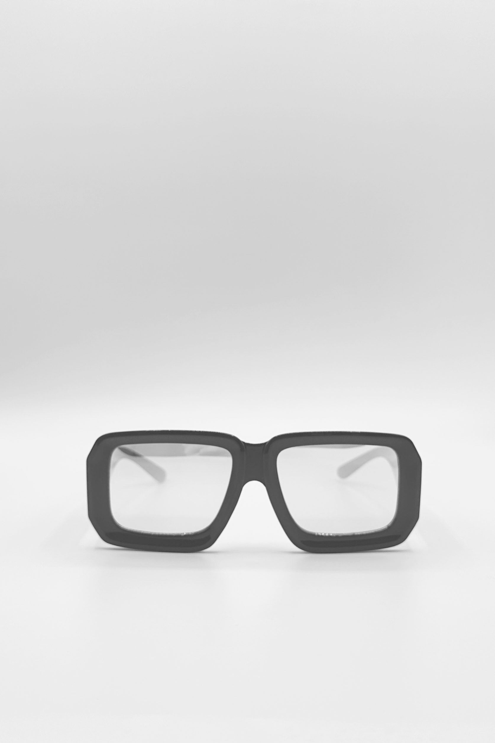 Oversized Square Frame Sunglasses In Mud Grey with Pink Mirror Lenses - svnx