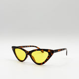 Tortoiseshell Cat-Eye Sunglasses with Yellow Lense