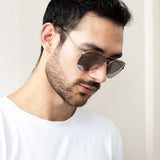 Aviator Metal Frame Sunglasses with Mirrored Lenses