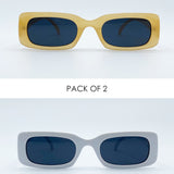 2 Pack Square Frame Retro Sunglasses