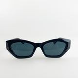 Black Angular Cat-Eye Sunglasses - svnx